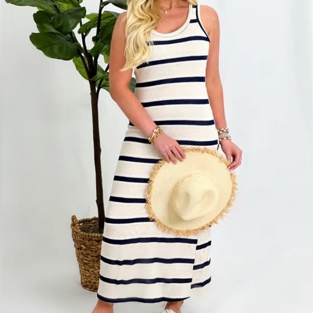 Gilli Navy and Cream Striped Maxi Dress